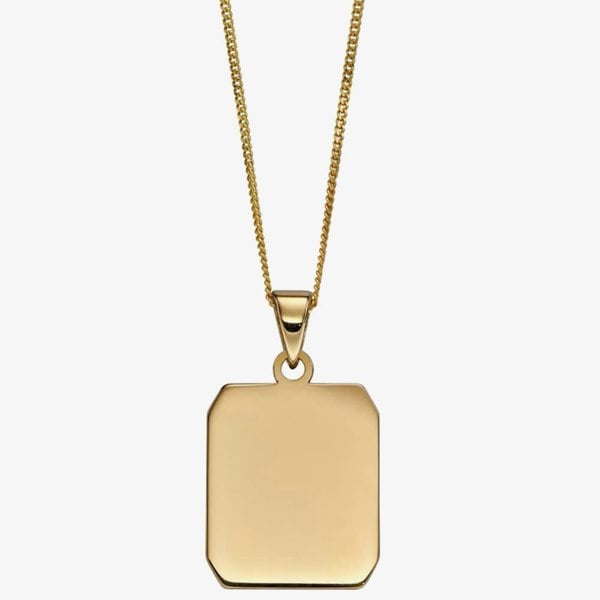 T. H. Baker 9ct Yellow Gold Rectangular Dog Tag Necklace GP2259