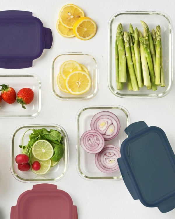 LocknLock Ovenglass Square Food Containers with Lids, 5 x 500ml