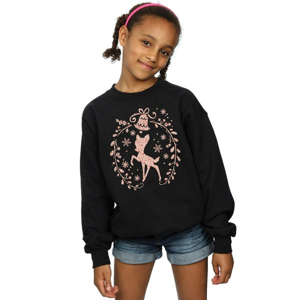 Disney Girls Bambi Christmas Wreath Sweatshirt - Black