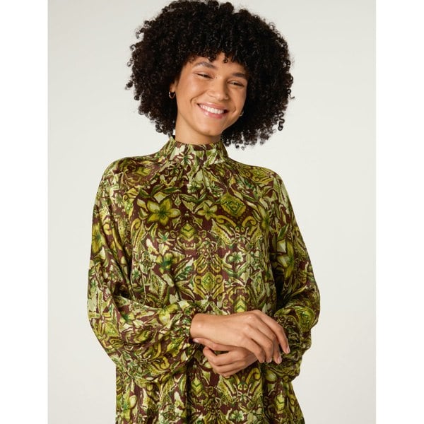 Blue Vanilla High Neck Frill Hem Dress