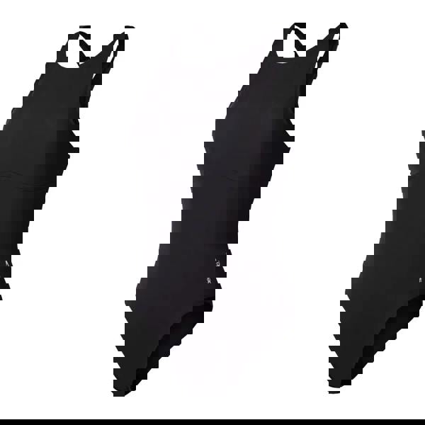 Speedo solid highneck crossback swimsuit in dark grey with high-cut legs