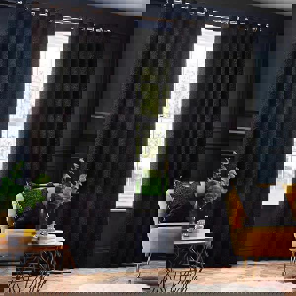 Paoletti New Galaxy Chenille Eyelet Curtains - Black