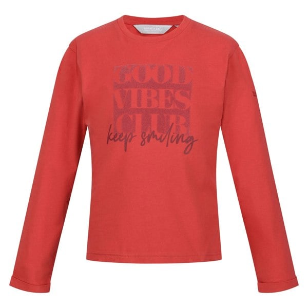 Regatta Childrens/Kids Wenbie III Good Vibes Club Long-Sleeved T-Shirt - Mineral Red