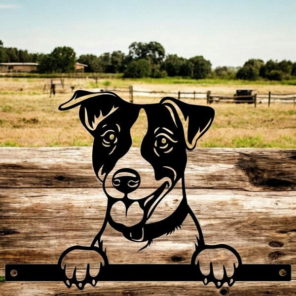 EDH Door Hardware Metal Jack Russell Peeking Dog Silhouette – 22.5cm x 32cm | Durable Outdoor & Indoor Wall Art for Garden, Fence, or Home Décor