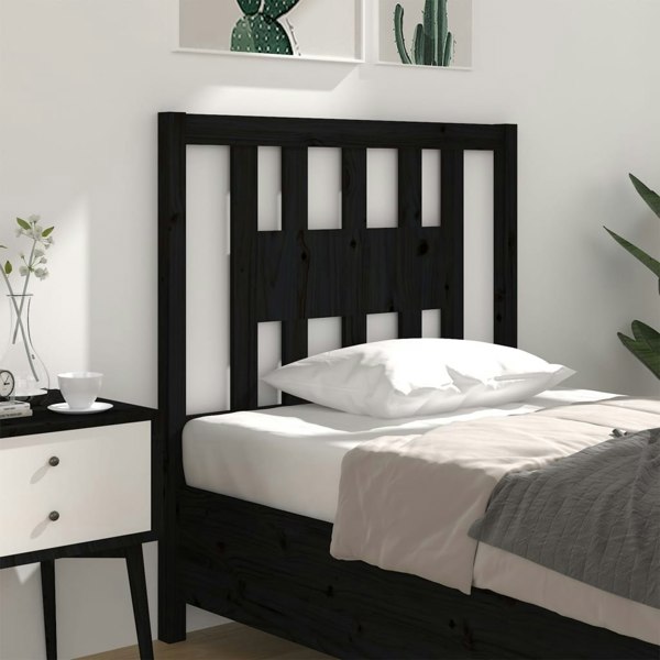 Berkfield Headboard Black 81x4x100 cm Solid Wood Pine