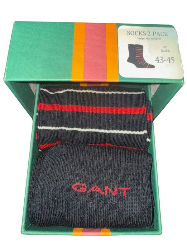 GANT 2-Pack Multi-Stripe Socks Gift Set, Black