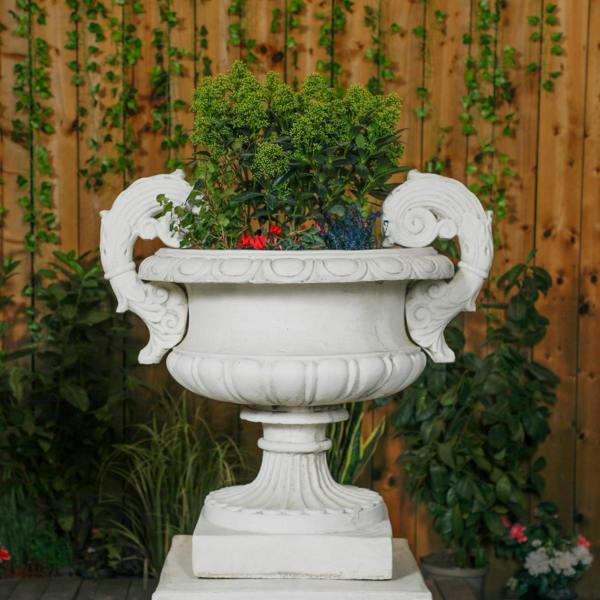 Pair of Large Edwardian Stone Vase on Plinths 