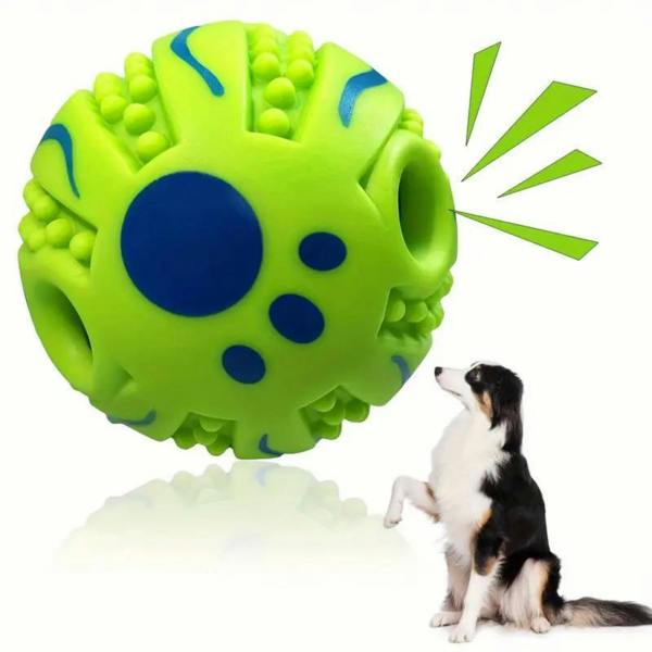 Dyzi Interactive Dog Sound Ball 8.8cm Durable Giggle Chew Toy Green