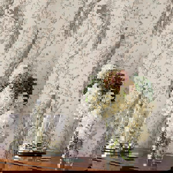 Laura Ashley Belvedere Wallpaper - Soft Truffle - 10m