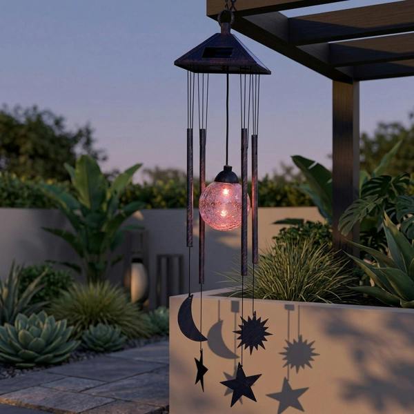 Garden Greatness Sun Moon & Star Solar Wind Chime