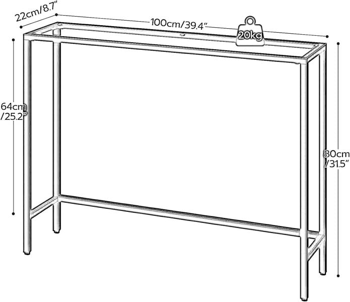 Rafaelo Mobilia Black Metal Hallway Console Table