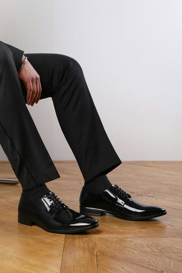 Where's That From David Lace Up Derby Formal Dress Work Shoes in Black Patent