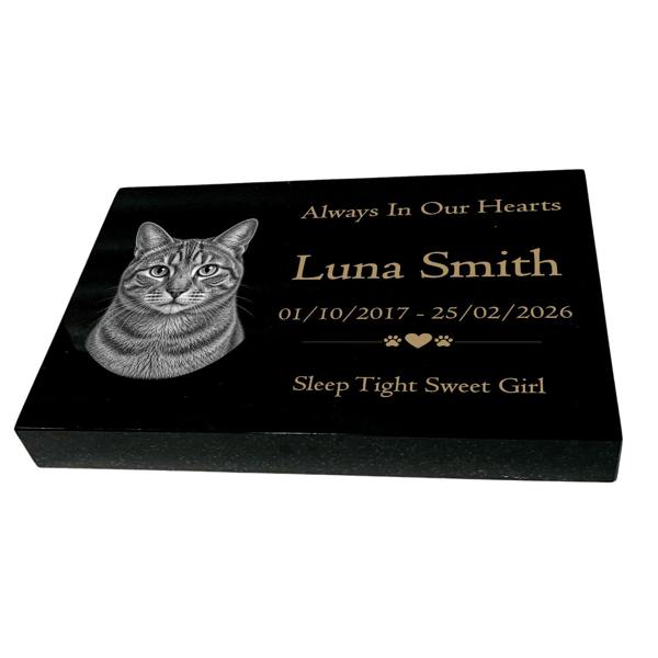 Memorials Direct Cat Memorial Granite Photo Tablet