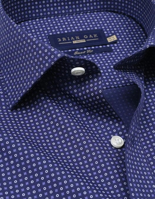 Men's Easy Care Patterned Shirt – Egyptian Blue