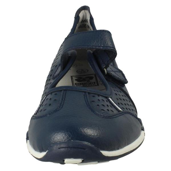 Down to Earth Ladies Down To Earth Casual Flat Leather Hook & Loop Strap Shoes F80066