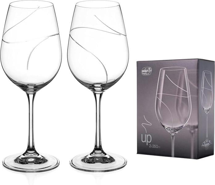 Up Hand Cut White Wine Glasses - Set of 2