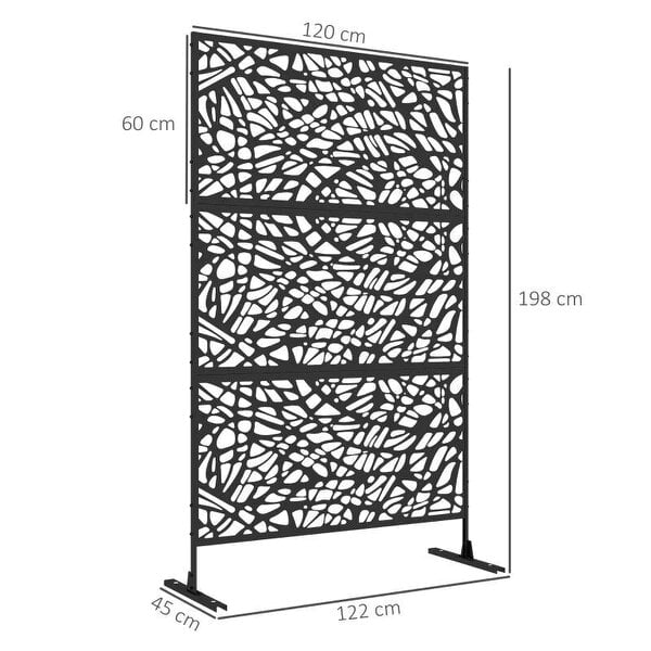 Metal Decorative Privacy Screen Outdoor Divider, Black Twisted Lines