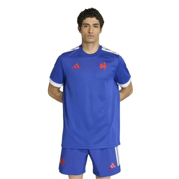 Adidas Mens France FFR Rugby T-Shirt - Light Blue - 