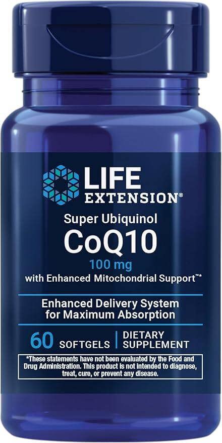 Life Extension Super Ubiquinol CoQ10 with Enhanced Mitochondrial Support, 100mg - 60 softgels