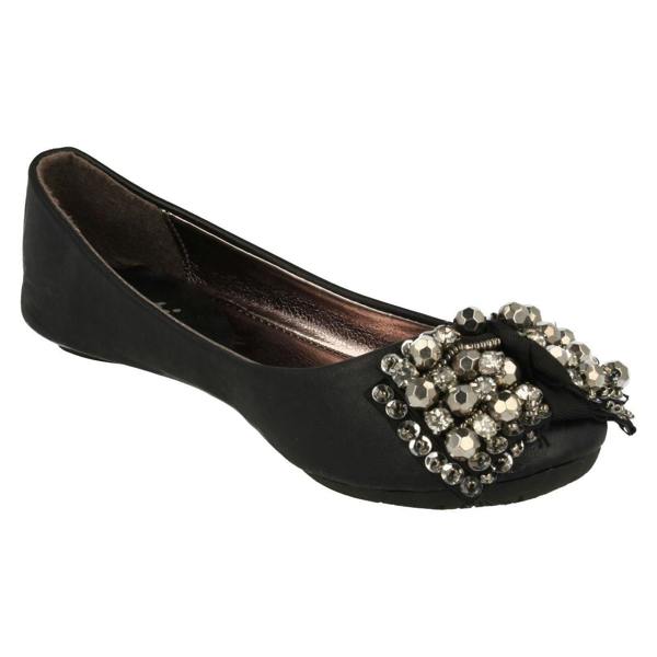 Cutie Girls Cutie Slip On Ballerina Pumps with Jewelled Bow