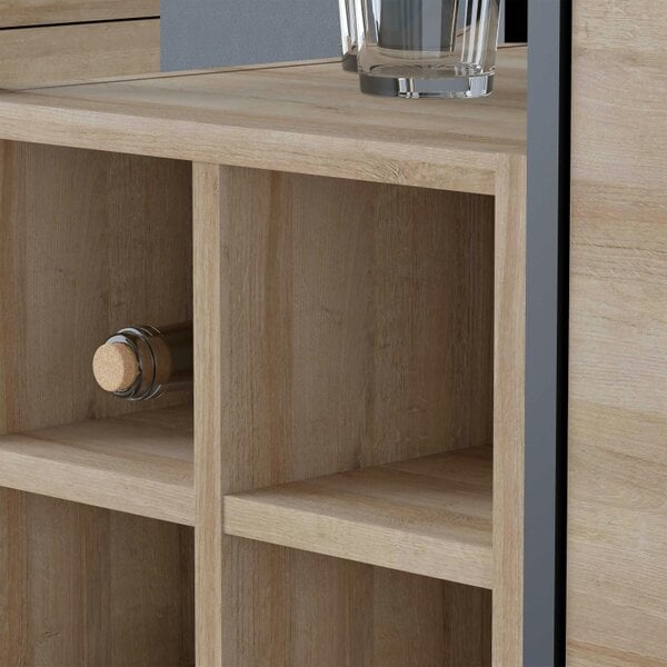 Wyld Haus Yokohama Black and Natural Oak Wood 3 Drawer Display Chest Bar Cabinet