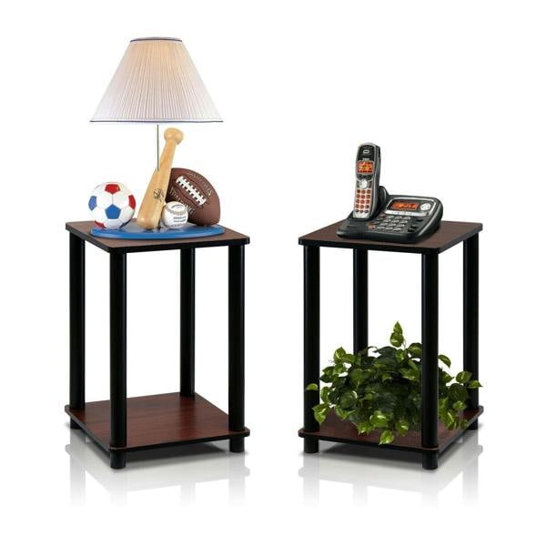 WALPLUS Turn N Tube End Table Corner Shelves, Dark Cherry/Black, Set of | Stylish Table for Home Use with Practical and Modern Design | 2