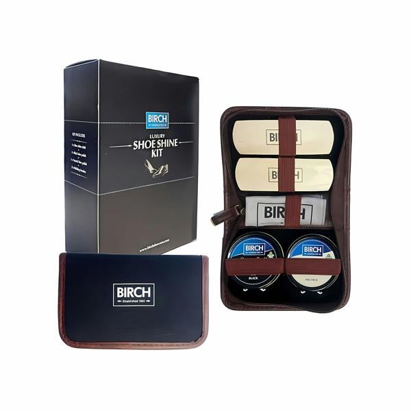 BIRCH Luxury Shoe Shine Kit - Fabric Case Complete Care System 6pc