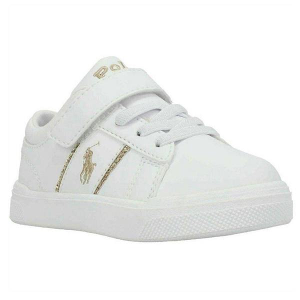 Ralph Lauren Childrens/Kids Embroidered Logo Trainers - White/Gold - 