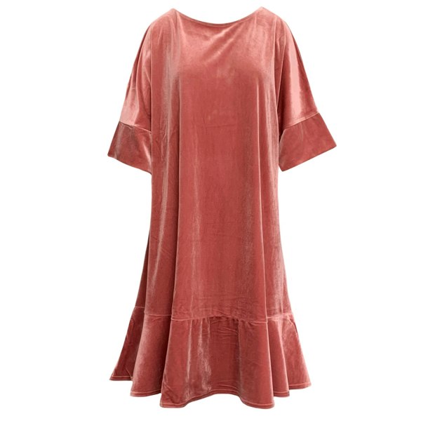 Frock Tales Dana Dress - Dusky Pink Velour With Belt