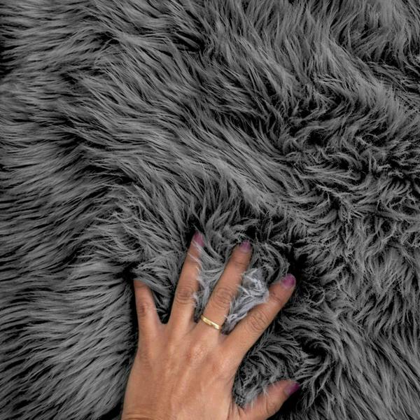 Faux Rabbit Fur Rug Dark Grey 60x90cm