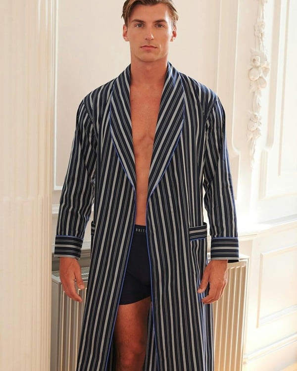 British Boxers Men's Cotton Dressing Gown – Windsor Regimental Satin Stripe