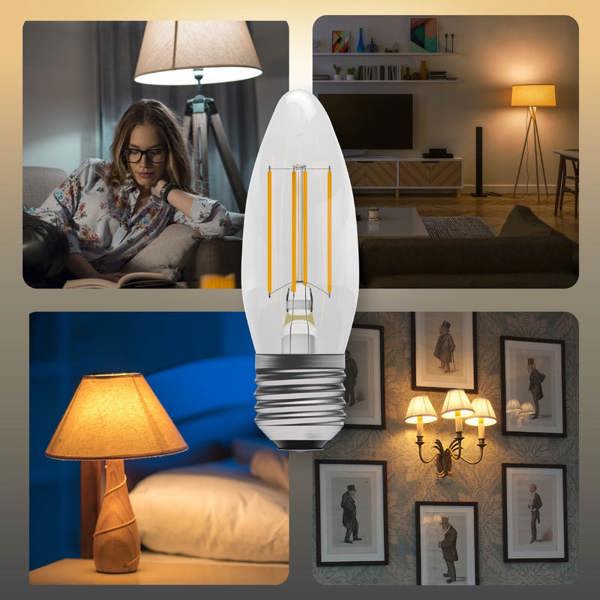 BELL Lighting E27 Screw Dimmable LED Filament Candle 4.5W Light Bulbs