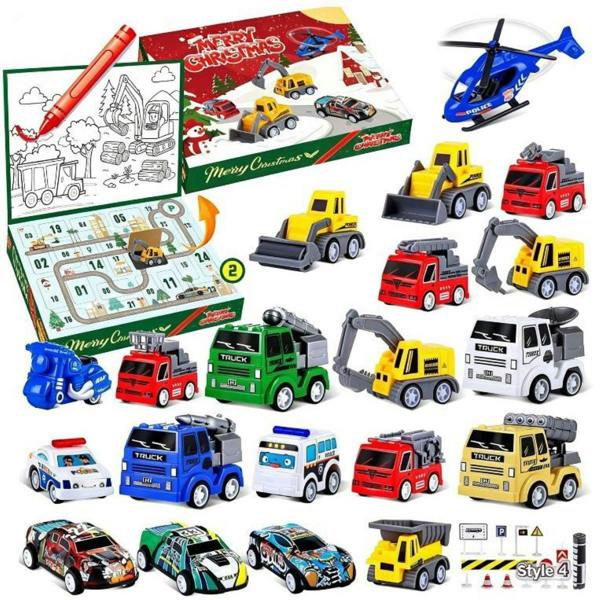 Leaper Alloy Engineering Vehicle Toy Christmas Countdown Blind Box