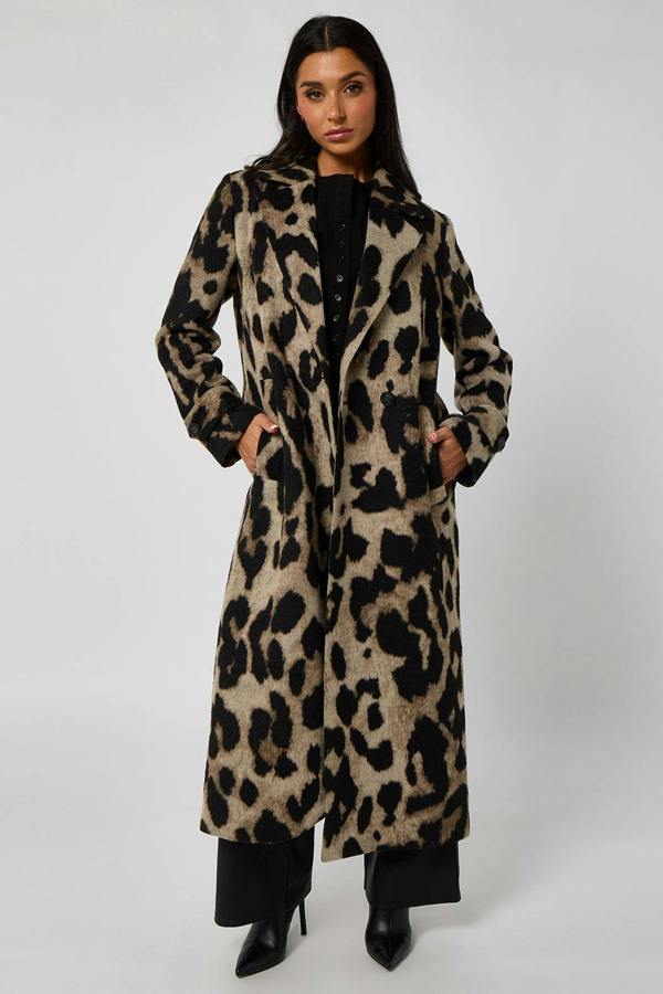 Urban Bliss Longline Leopard Formal Coat