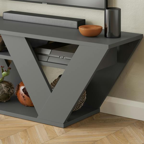 Decortie Pipralla Modern TV Stand Unit with Shelves for Up to 43" TVs 110cm