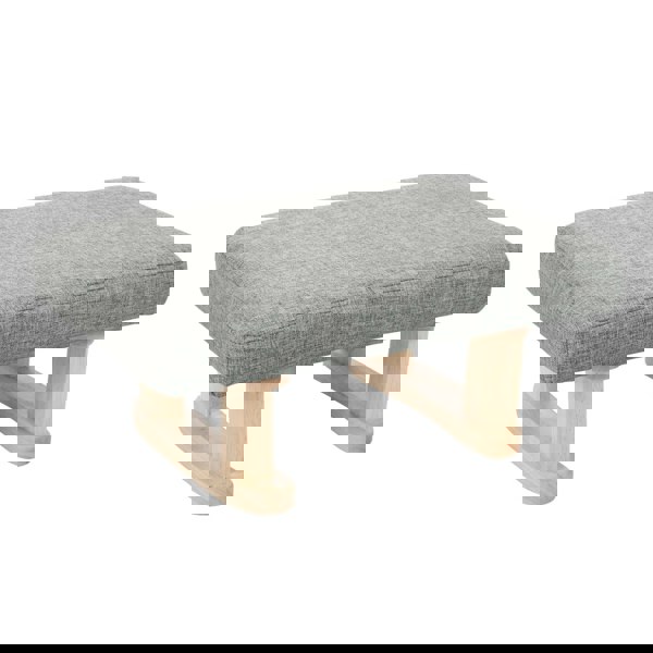 Living and Home Linen Upholstered Footstool with Wooden Legs