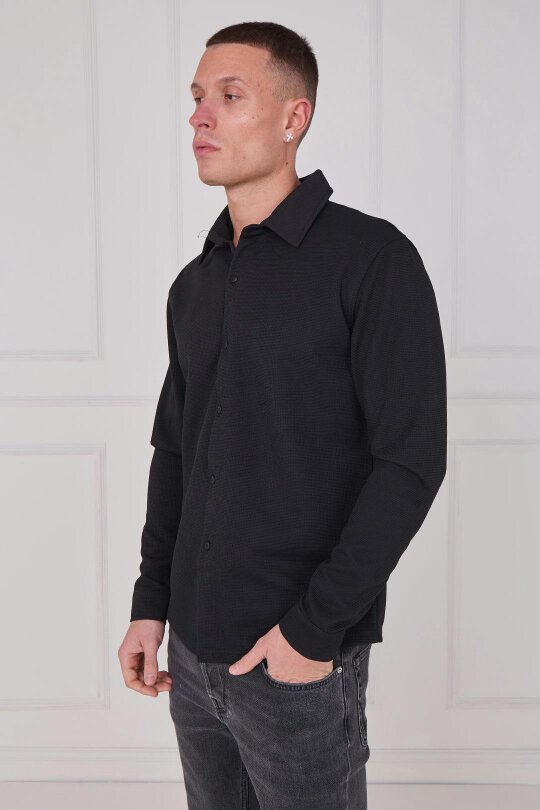 Men's Textured Button-Up Shirt