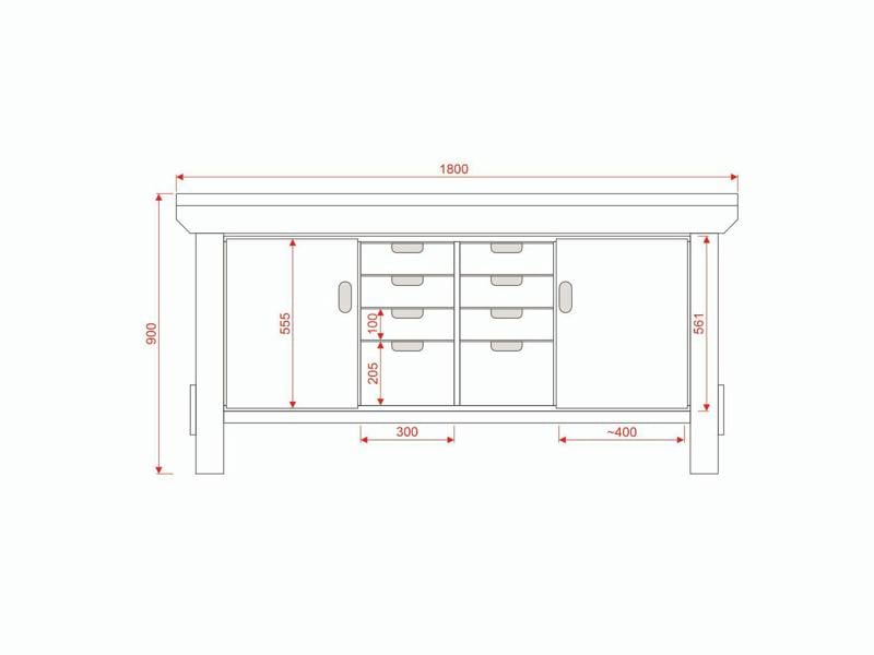 Acorn Heavy-Duty Cupboard Workbench (V.6) – Sturdy Wooden Workbench with Two Cupboards, One on Each side, Multiple Drawers, and Optional Back Panel or Pegboard, Ideal for Garages, Workshops, and Sheds