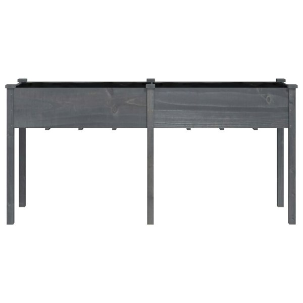 Berkfield Planter with Liner Grey 161x45x76 cm Solid Wood Fir