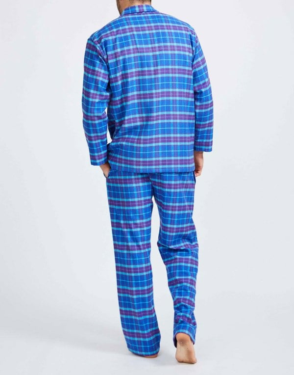 Men's Brushed Cotton Pyjama Set – Ultraviolet Check - British Boxers