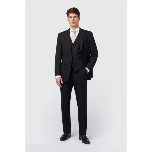 Alexandre Silver Alexandre Regular Fit Berwick Black Wool Masonic Herringbone Jacket