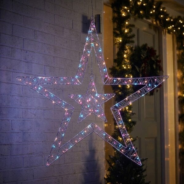Garden Greatness 140 Rainbow LED Multi Action Double Star Light