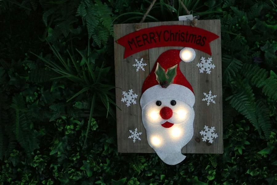 30cm Santa Wooden Frame Wall Decoration with 6 Warm White LED Bulbs image 4