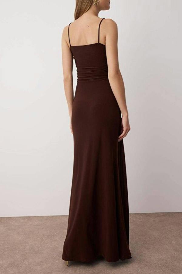 WOVCOR Accessory Detailed Knitted Maxi Evening Dress