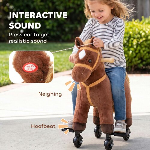 AIYAPLAY Rocking Horse, Plush Ride On Horse with Hoof Neighing