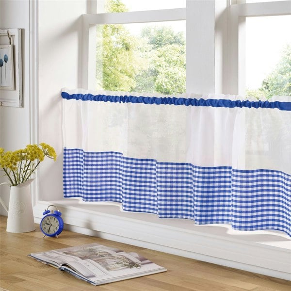 Alan Symonds Gingham Checked Kitchen Voile Curtain Café Panels