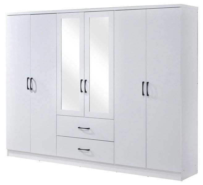 Swish Furniture Paddington 6 Door 2 Drawer Mirrored Wardrobe