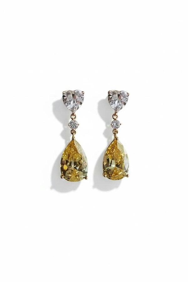 Latelita Irina Yellow Topaz Teardrop Earrings Gold