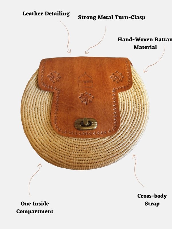 Berber Leather The Safi Rattan Round Bag - Tight Weave
