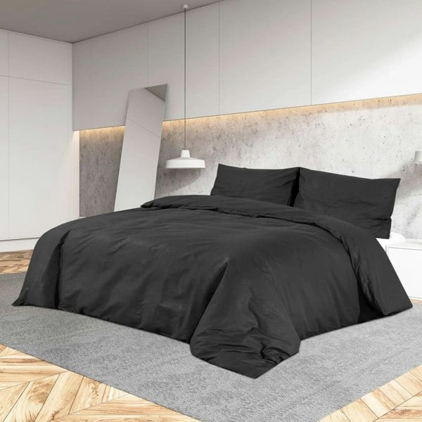 Berkfield Duvet Cover Set Black 135x200 cm Light-weight Microfiber
